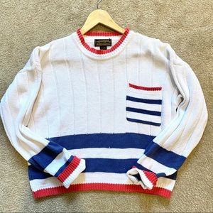 90s Vintage Eddie Bauer Striped Pocket Sweater top
